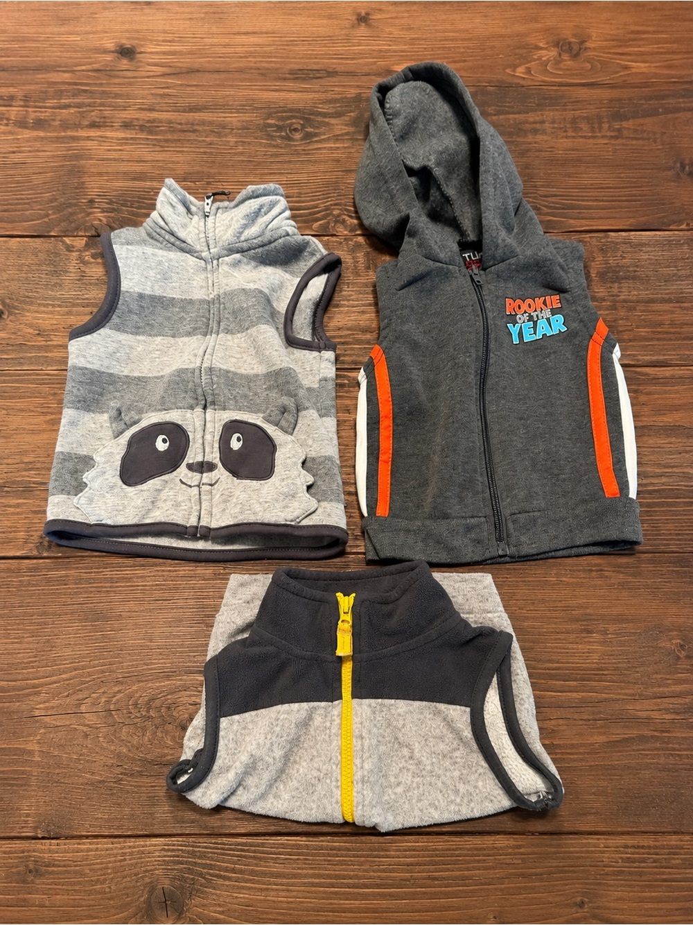 12 Month Fleece Sleeveless Zip Up Vests Bundle